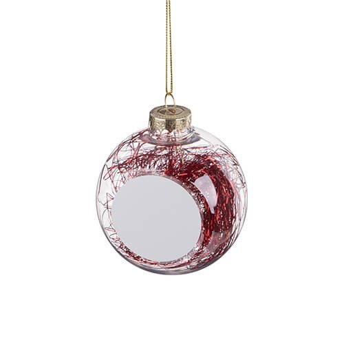 Transparent christmas bauble for sublimation - red threads inside