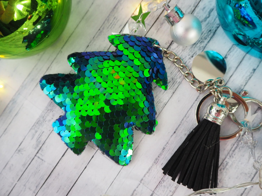 Sequin keychain with round plate for sublimation - star