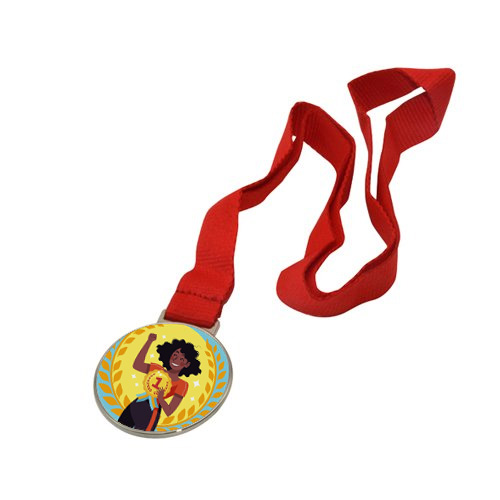 Medal z czerwoną wstążką do sublimacji