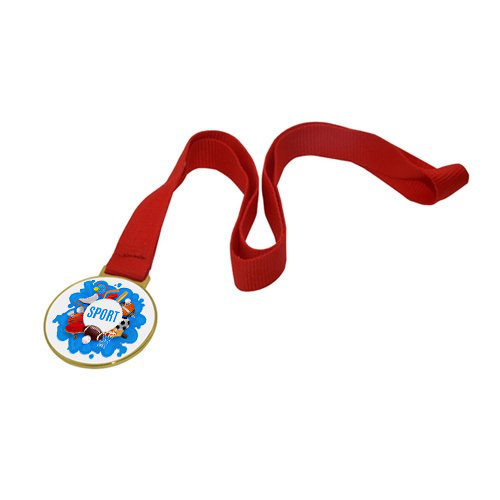 Medal z czerwoną wstążką do sublimacji