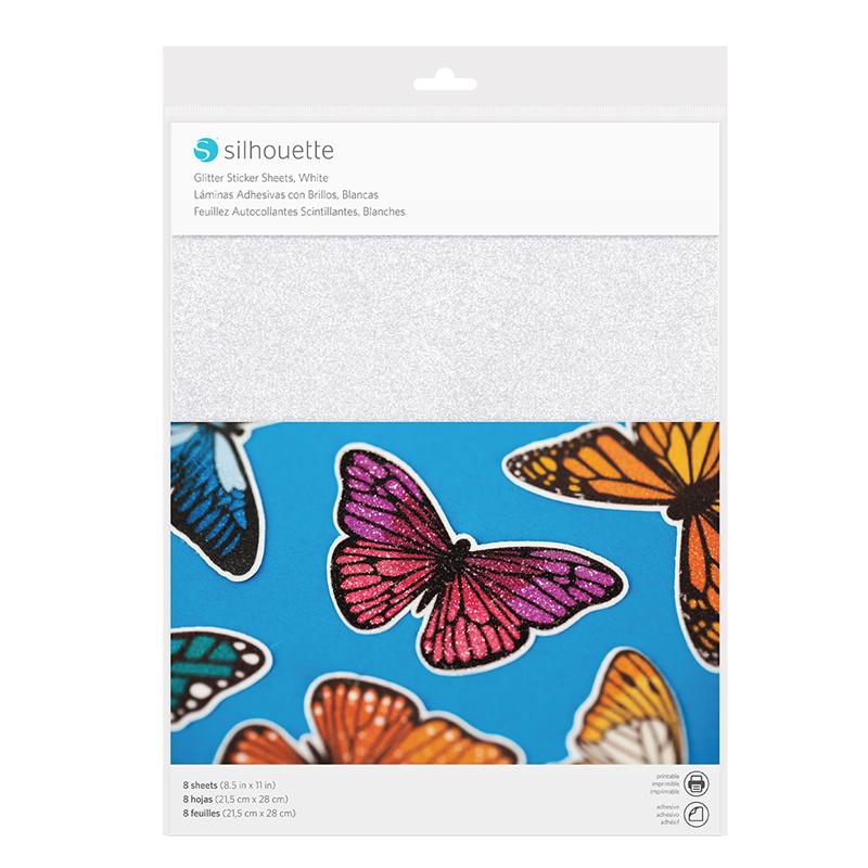 White, glitter sticker sheets - 8 sheets