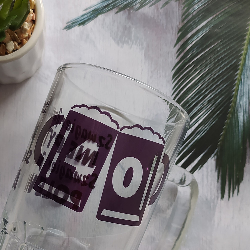 Transparent glass mug for sublimation outprint