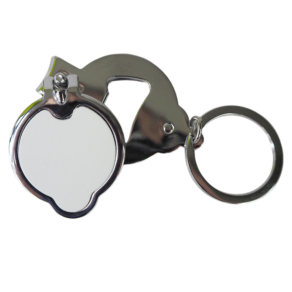 Nail-cutter and bottle-opener metal keychain for sublimation