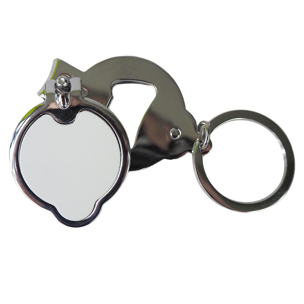 Nail-cutter and bottle-opener metal keychain for sublimation and engraving
