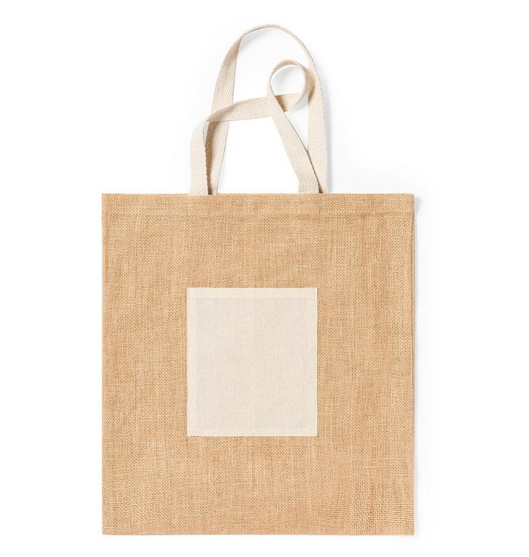 Jute shopping bag with a cotton handle