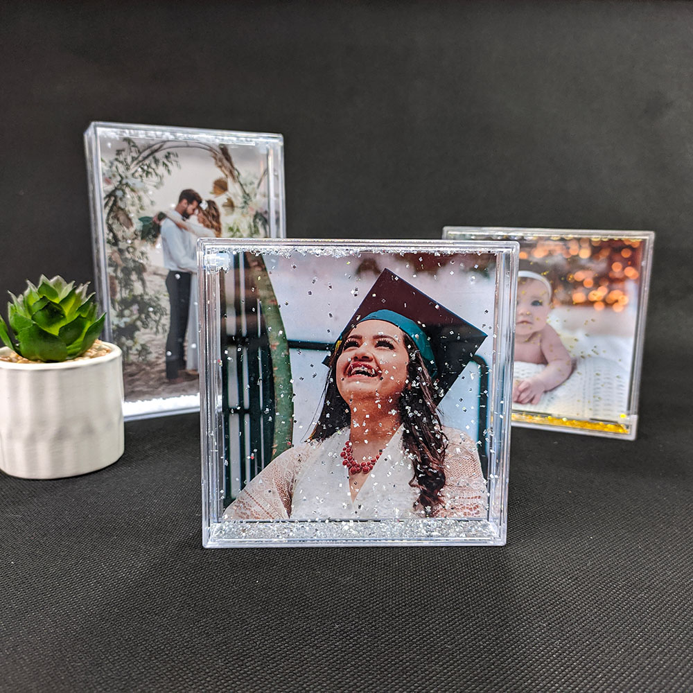 Liquid photo frame - silver glitter