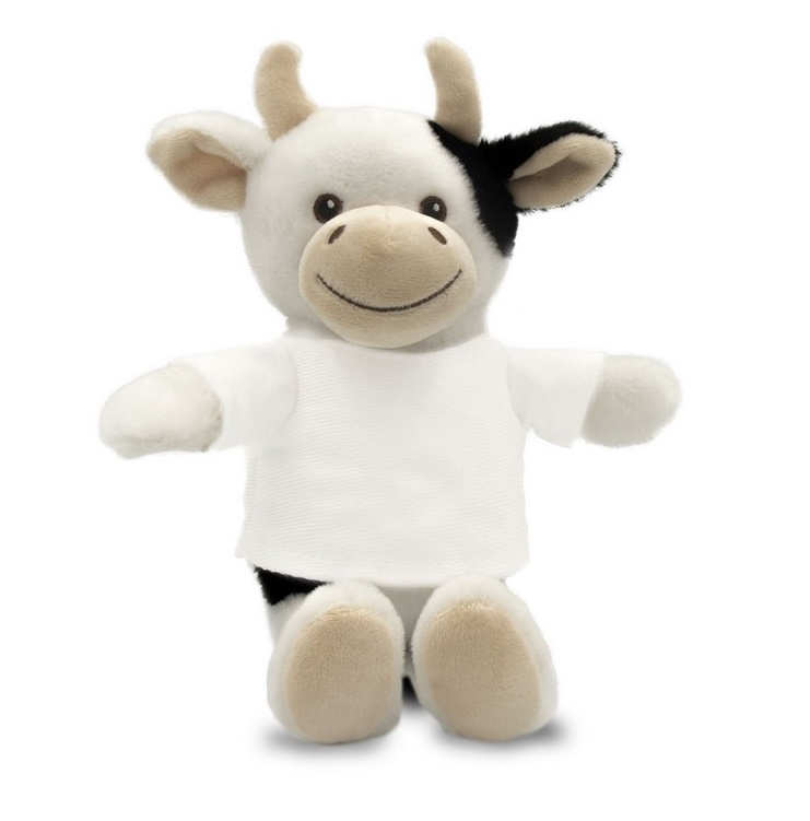 Pluszowa krowa z białą koszulką do sublimacji