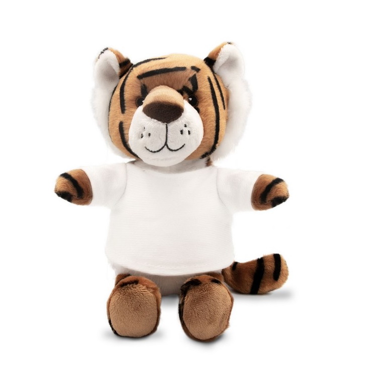 Pluszowy tygrys z białą koszulką do sublimacji