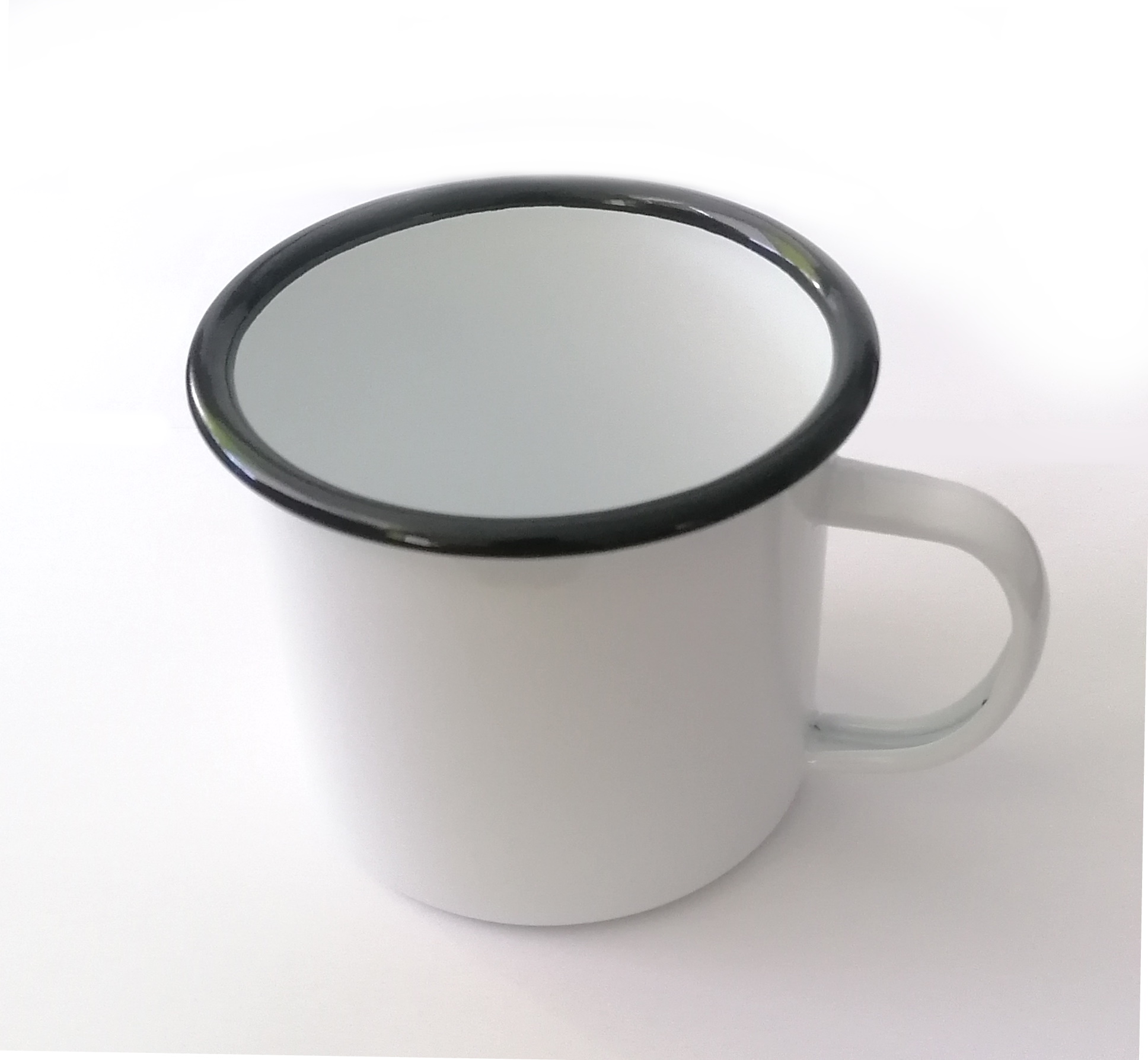 Enamel steel mug for sublimation - white with a black rim