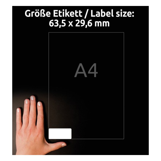 Self-adhesive paper labels for difficult surfaces for all types of printers - 27 labels per sheet
