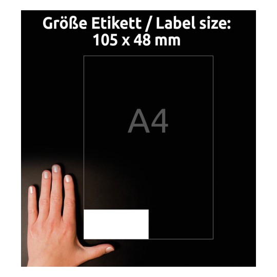Self-adhesive paper labels for difficult surfaces for all types of printers - 12 labels per sheet