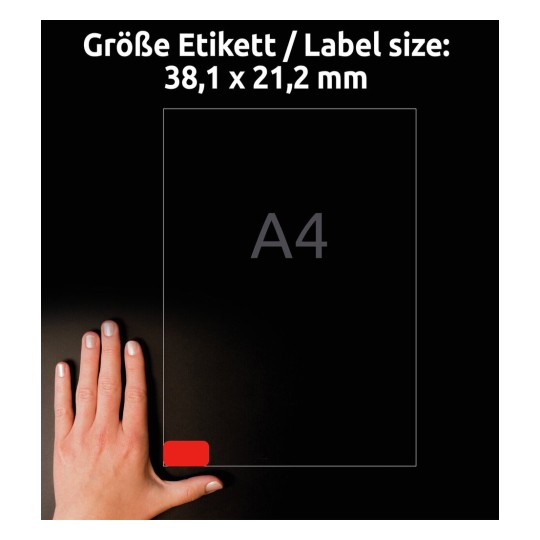 Self-adhesive removable colored paper labels for all types of printers - 65 labels per sheet