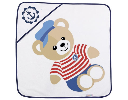 Babiezz ALL-Over Sublimation Hooded Towel - navy blue border