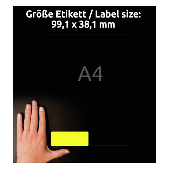 Self-adhesive removable neon paper labels for laser printers and copiers - 14 labels per sheet