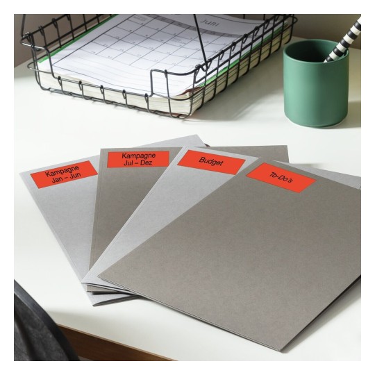 Self-adhesive removable neon paper labels for laser printers and copiers - 65 labels per sheet