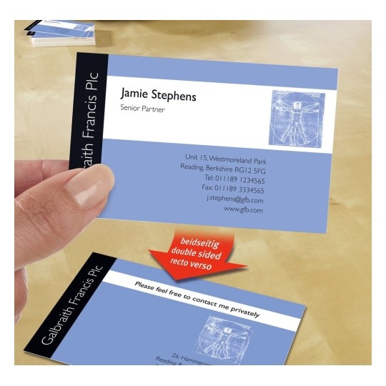 Double-sided A4 business card paper (260 g) for inkjet printers - 8 labels per sheet
