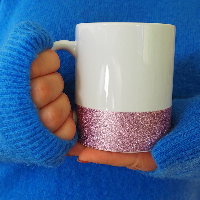 Sublimation mug with glitter stripe
