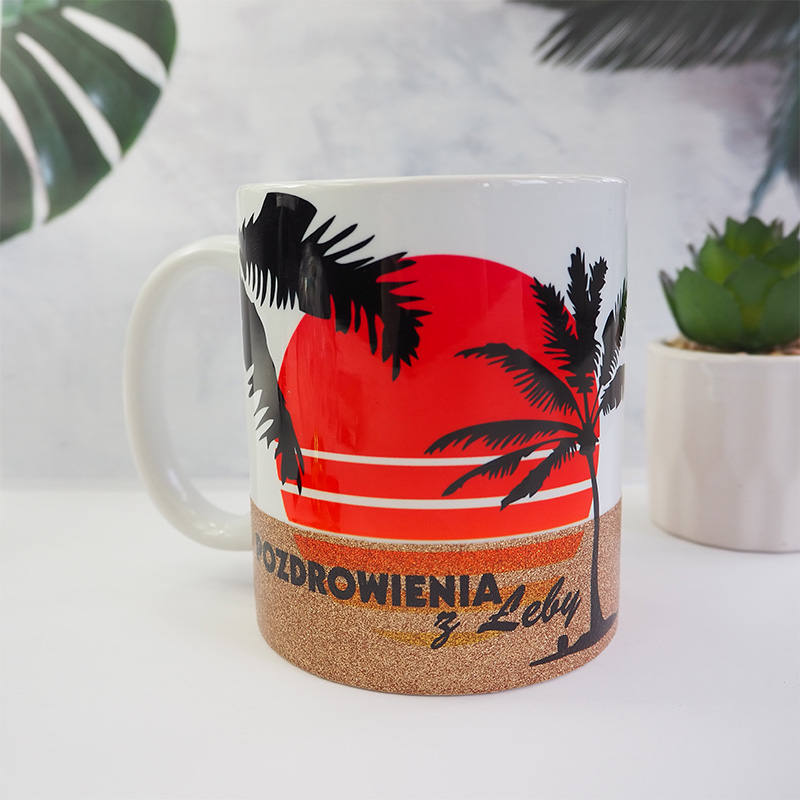 Sublimation mug with glitter stripe