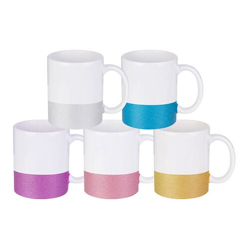 Sublimation mug with glitter stripe