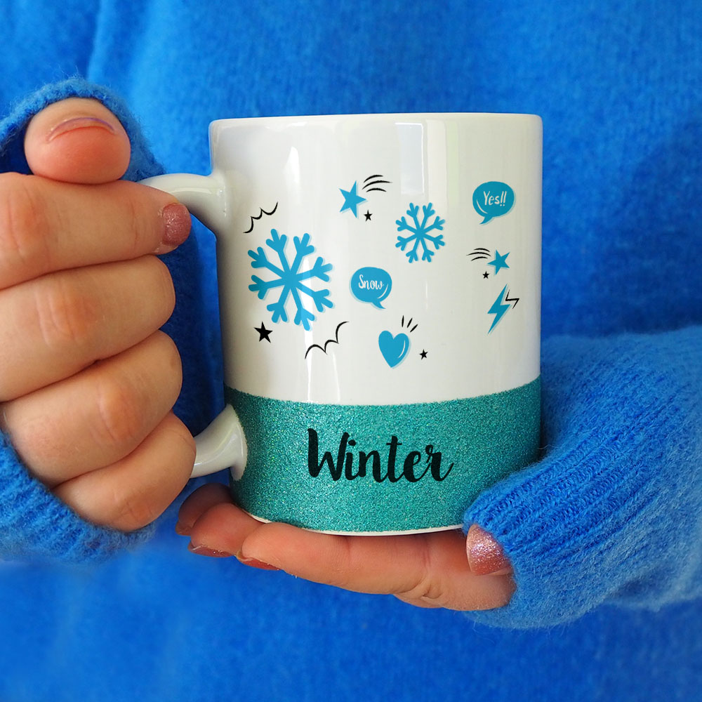 Sublimation mug with glitter stripe