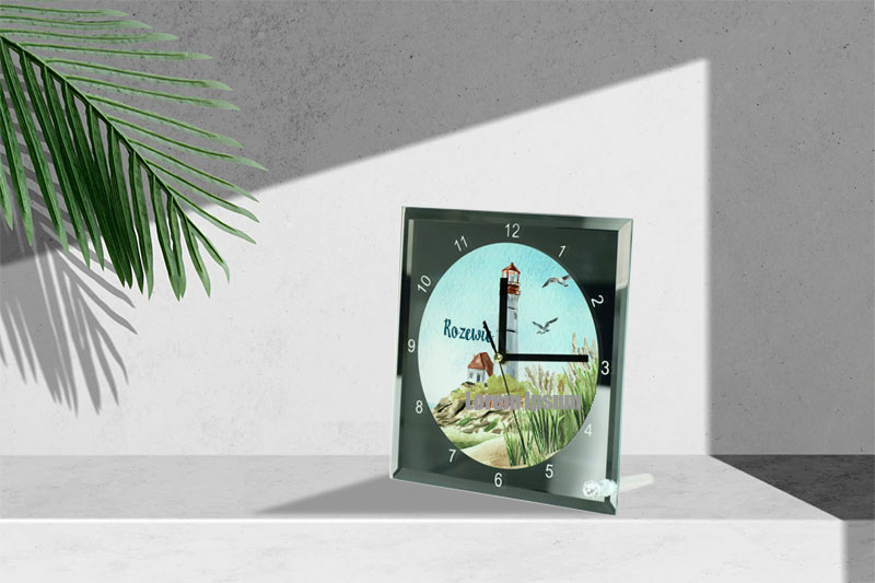 Glass clock, standing for sublimation - square