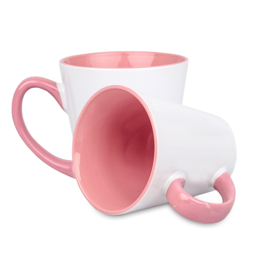 Latte mug for sublimation with colour handle and inside