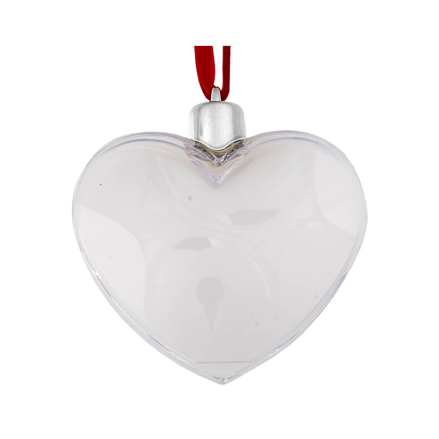 Photo Christmas bauble with red ribbon and silver cap - heart