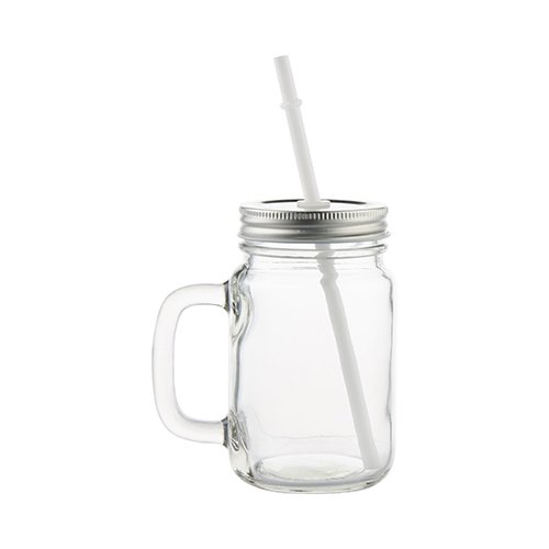 Kubek - słoik szklany ze słomką do sublimacji (Mason Jar)