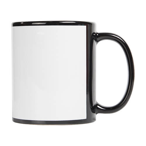 Black mug with white enlarged field for sublimation