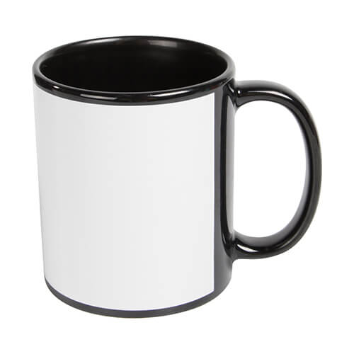Black mug with white enlarged field for sublimation