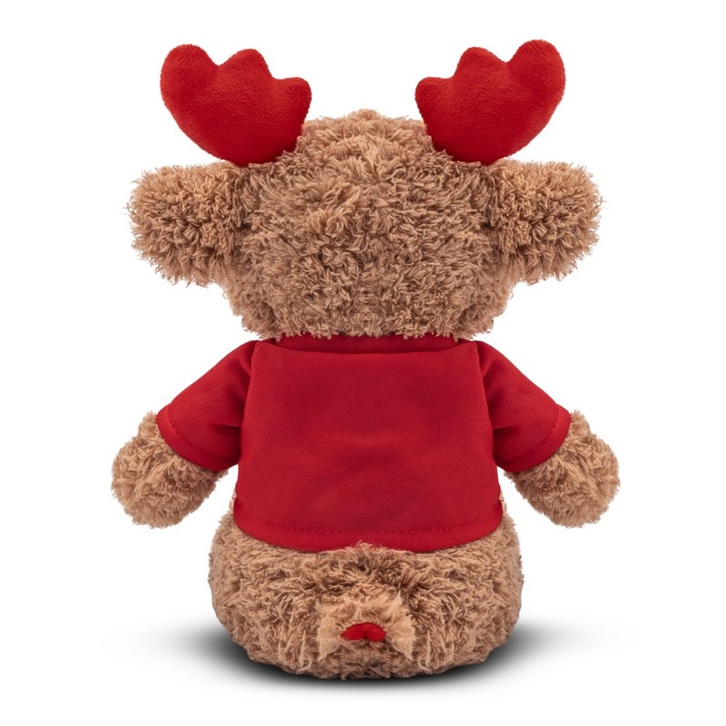 Brown teddy reindeer with a red T-shirt suitable for printing
