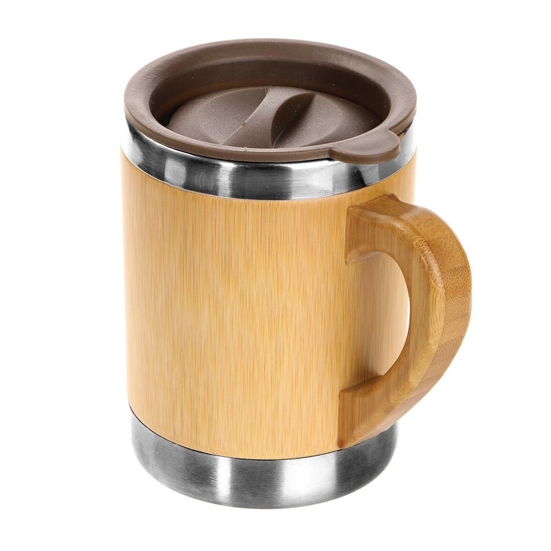 Bamboo thermal mug with handle