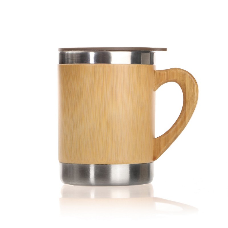 Bamboo thermal mug with handle