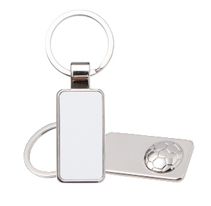 Metal, rectangular keyring with the football for sublimation - 12 pieces