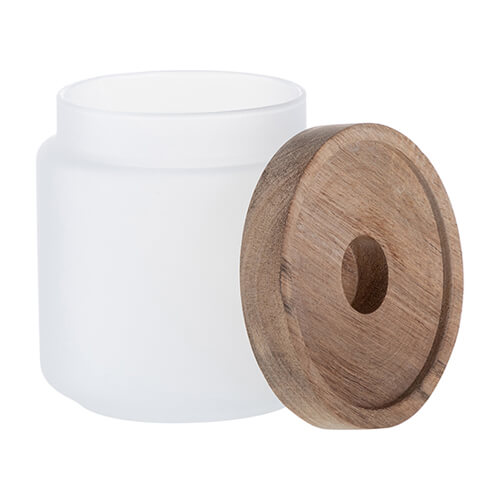Glass container with a wooden lid for sublimation
