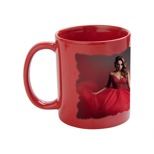 Red mug with white field for sublimation