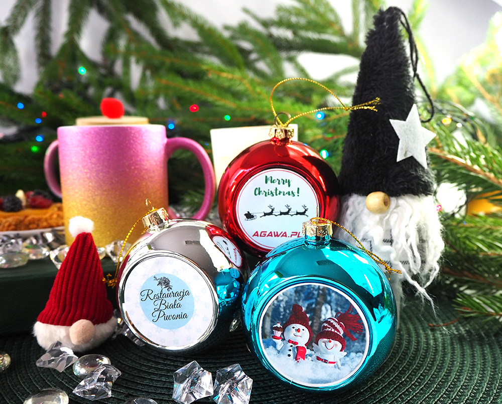 Transparent christmas bauble for sublimation - green threads inside