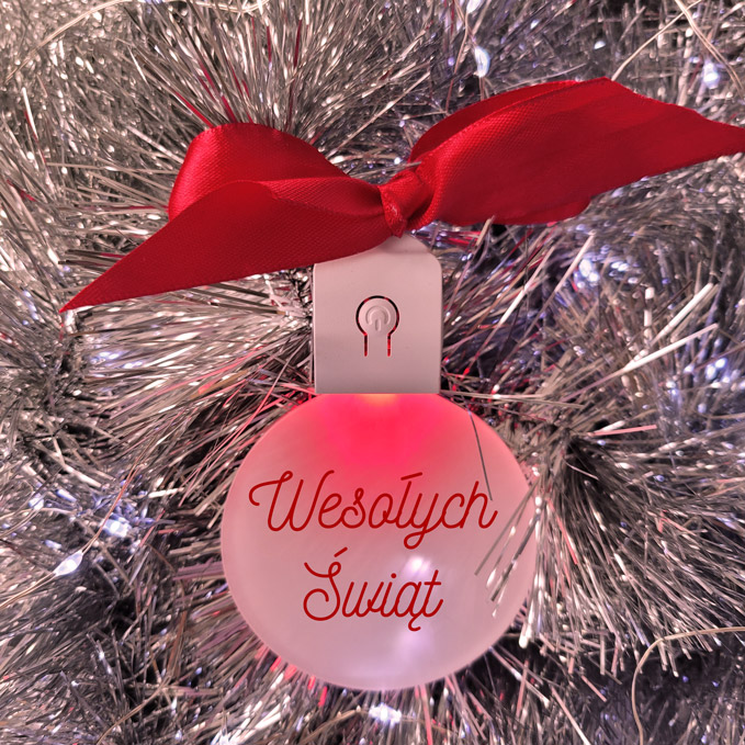 Bauble with led backlight - round