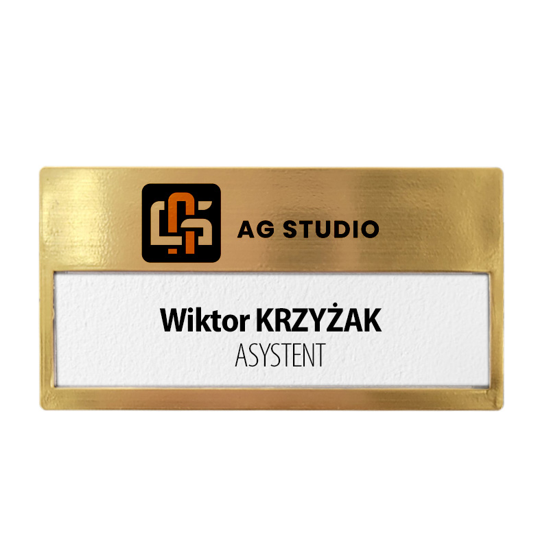 Identyfikator z okienkiem;  zapięcie - wieszak i agrafka
