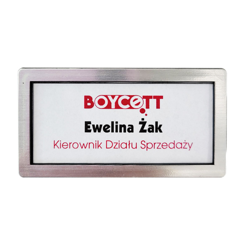 Identyfikator z okienkiem ;  zapięcie - magnes