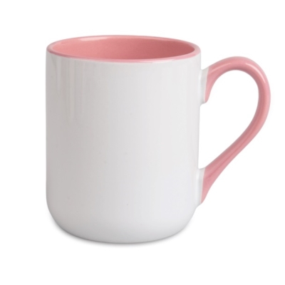 Kubek do sublimacji kawowy z kolorowym wnętrzem i uchem, różowy, 330 ml