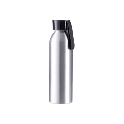 Metalowy bidon do sublimacji i graweru z zakrętką i paskiem, kolor czarny 650 ml