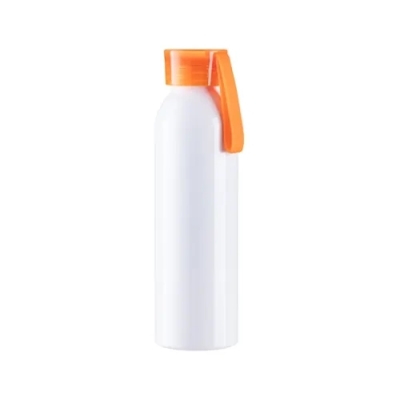 Metalowy bidon do sublimacji i graweru z pomarańczową zakrętką i paskiem, 650 ml