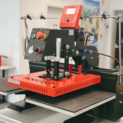 TPD7 SMART x Laser Secabo - prasa transferowa do powierzchni płaskich dwupłytowa pneumatyczna