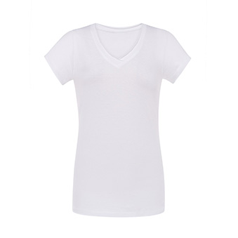 Koszulka damska V-neck bez obszycia do nadruku Kolor: biały Rozmiar: S