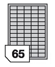 Self-adhesive polyester film labels for laser printers and copiers - 65 labels on a sheet