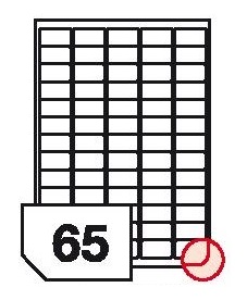 Self-adhesive labels rounded corners for all types of printers - 65 labels on a sheet