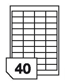 Self-adhesive glossy white labels for laser printers and copiers - 40 labels on a sheet
