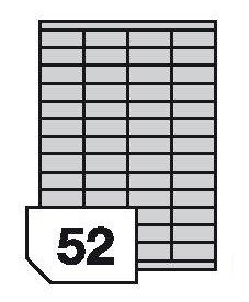 Self-adhesive polyester film labels for inkjet printers - 52 labels on a sheet