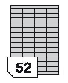 Self-adhesive polyester film labels for laser printers and copiers - 52 labels on a sheet